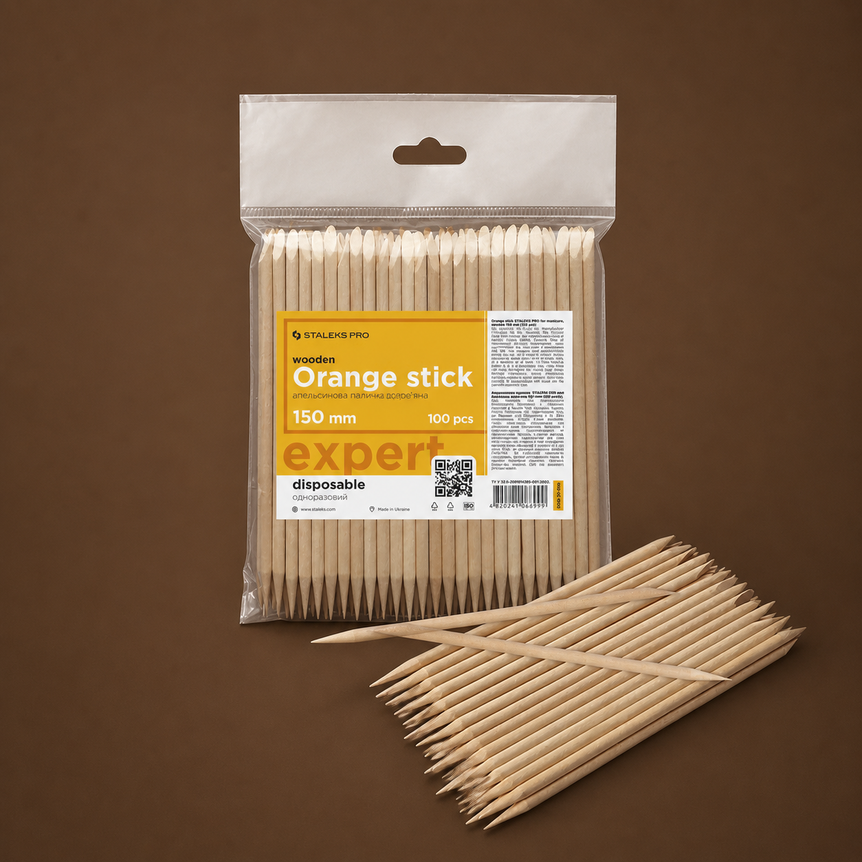 Orange stick EXPERT wooden 150 mm (100 pcs)