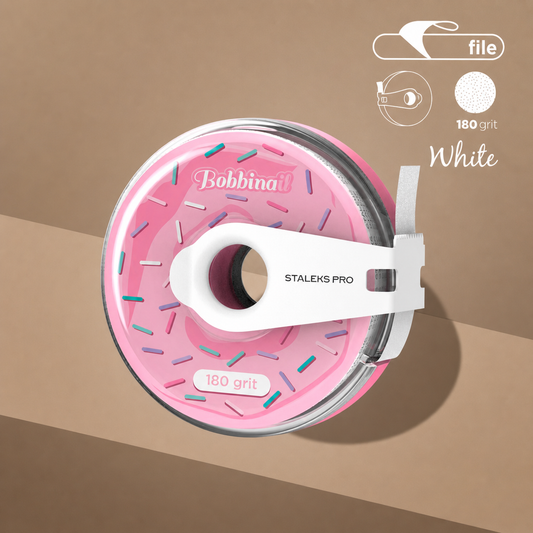 Disposable white abrasive tape EXPERT 180 grit in a plastic case
